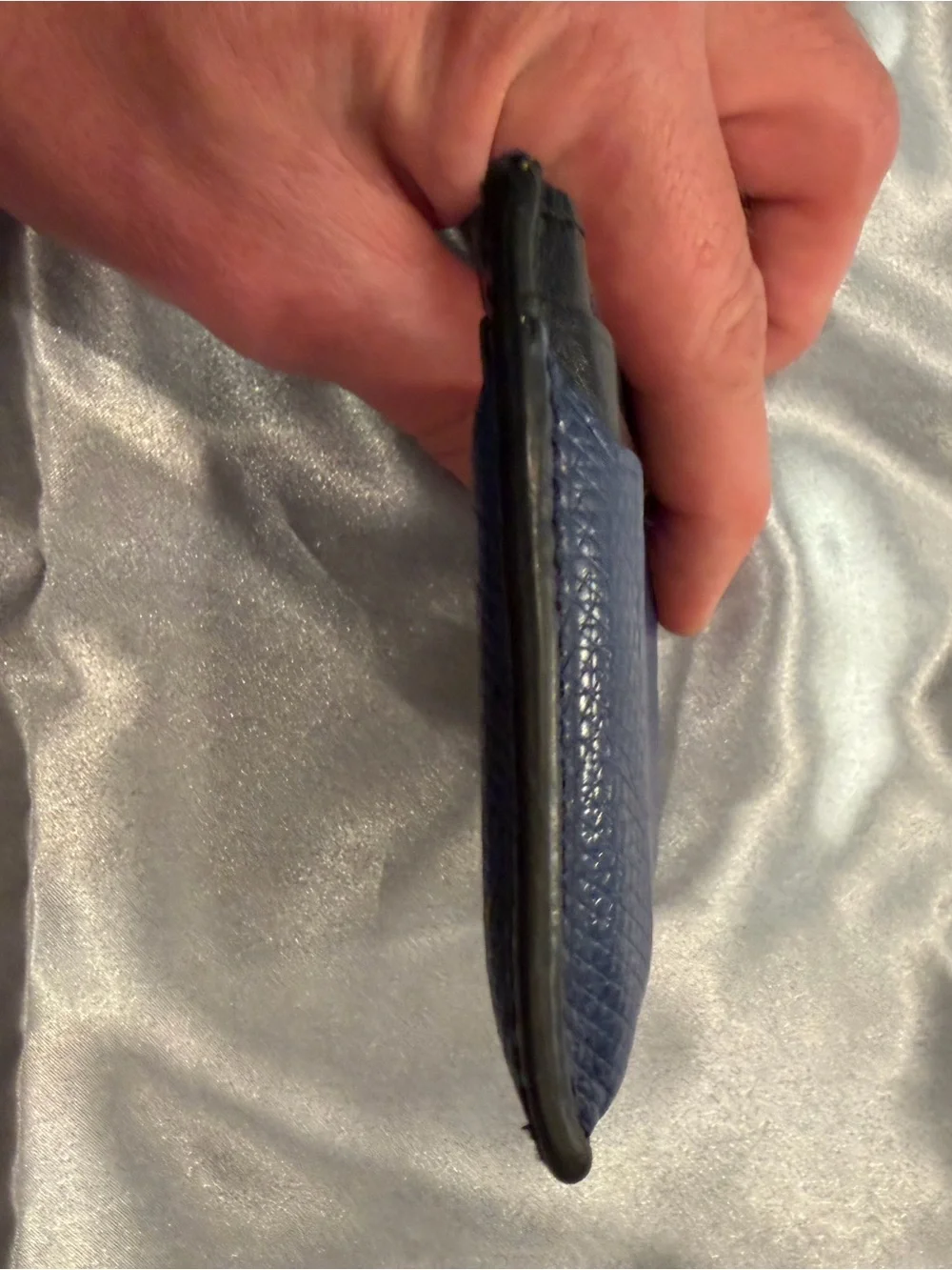 TUMI Blue Textures Leather Card Holder Wallet - Nassau/Monaco Slim Card Holder